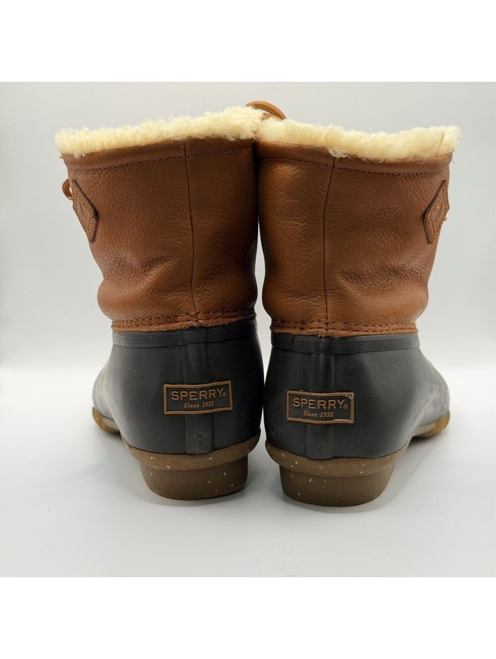 Sperry Top Sider Women 7.5 Boots Saltwater Winter Luxe Tan Sheepskin Leather Fur - Picture 3 of 4